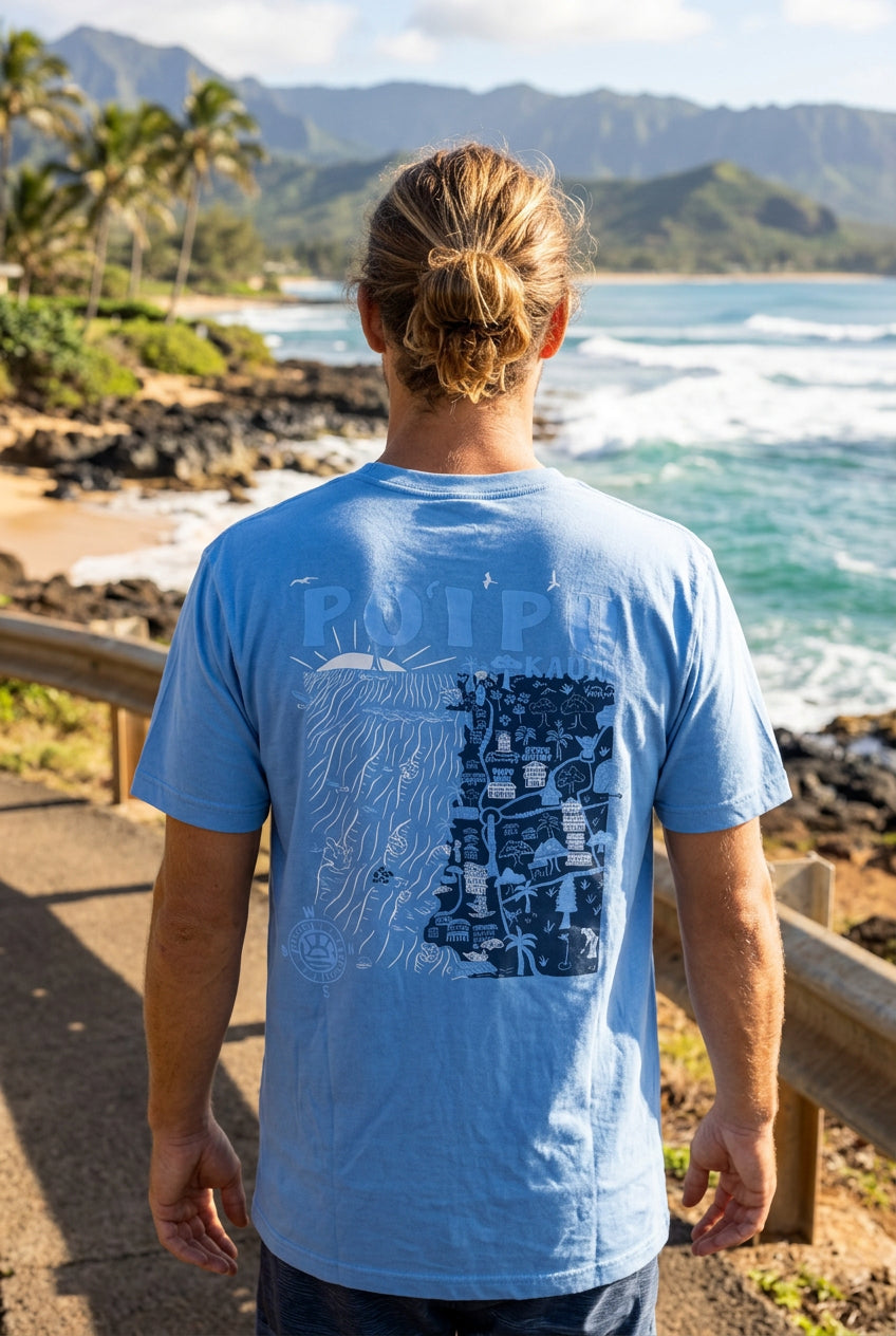 Poipu Map Kauai Garment Dye SS Tee