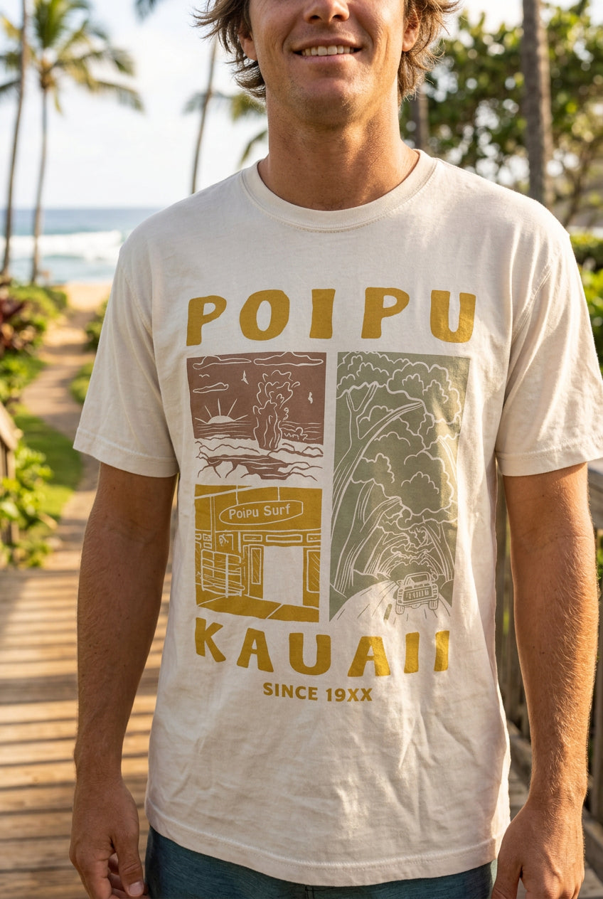 Poipu Map Kauai Garment Dye SS Tee