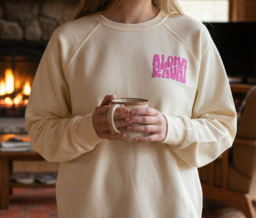 "Himeni Puff Hibiscus" W Crew Neck Sweater