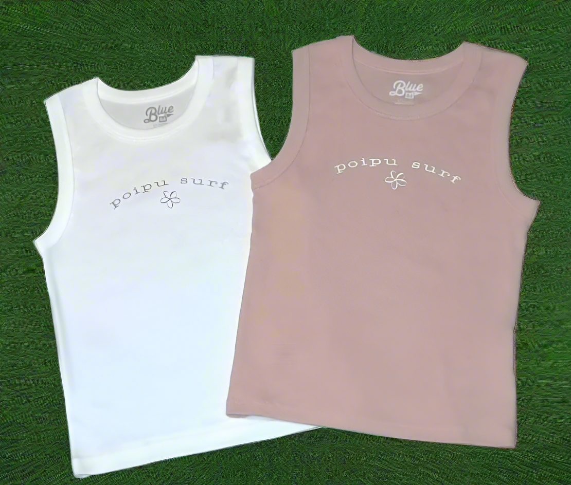 Poipu Surf "PLUMERIA" Logo Woman's Ribbed Tank