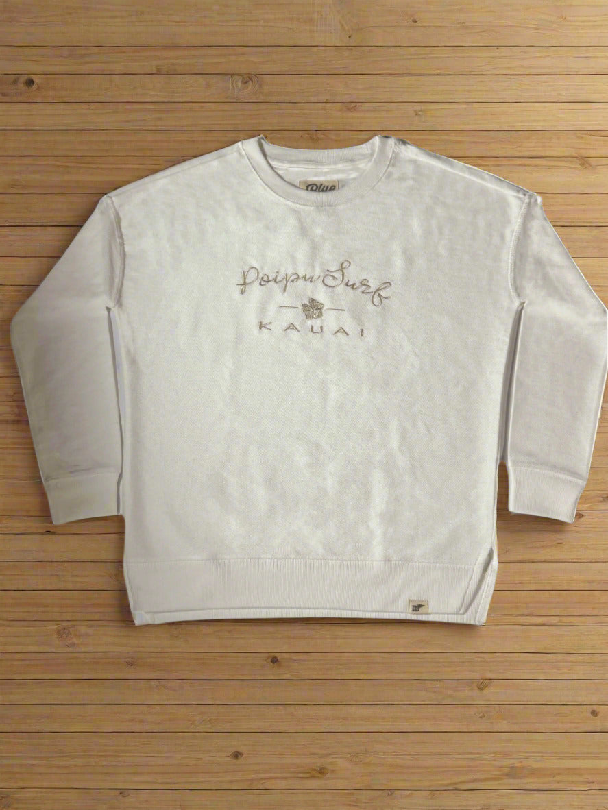 Poipu Surf "HIBISCUS" Logo Crew Neck Fleece Sweater