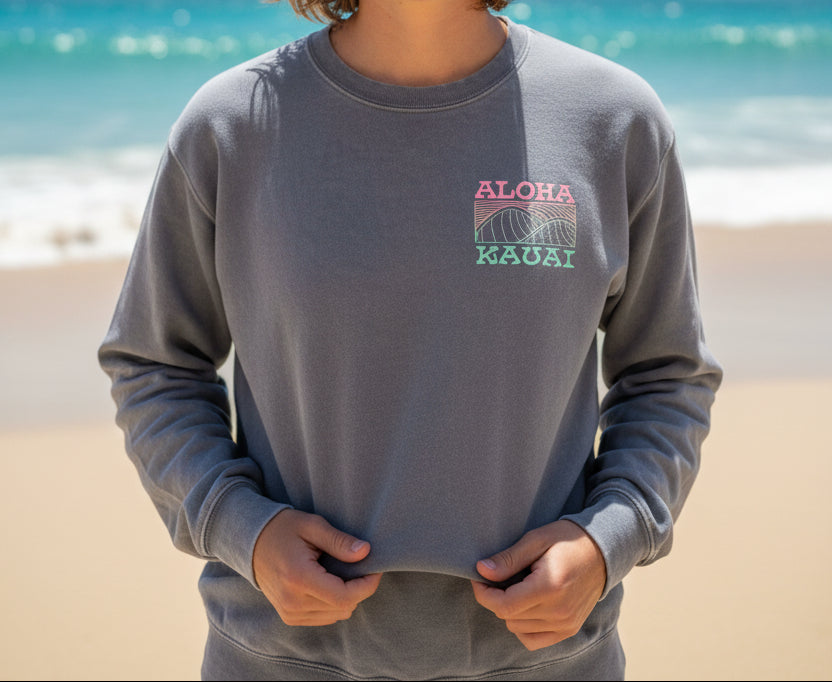 Glorakani Palm Wave  V2 Bomber Crew Sweater