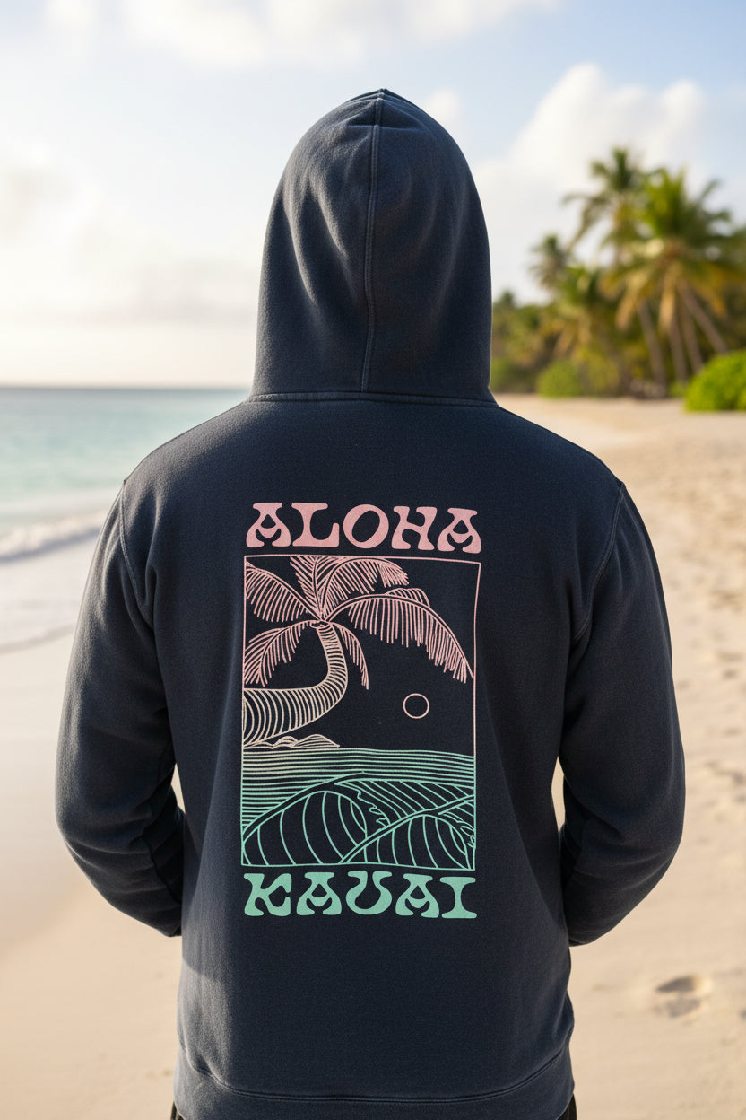 Glorakani Palm Wave Bomber Hood Sweater